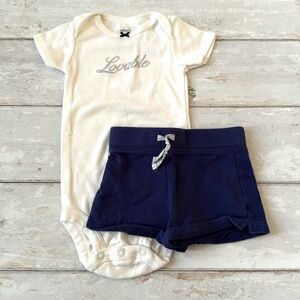 Carters 9m Baby Girl Summer Outfit Navy Blue Shorts White Bodysuit Loveable